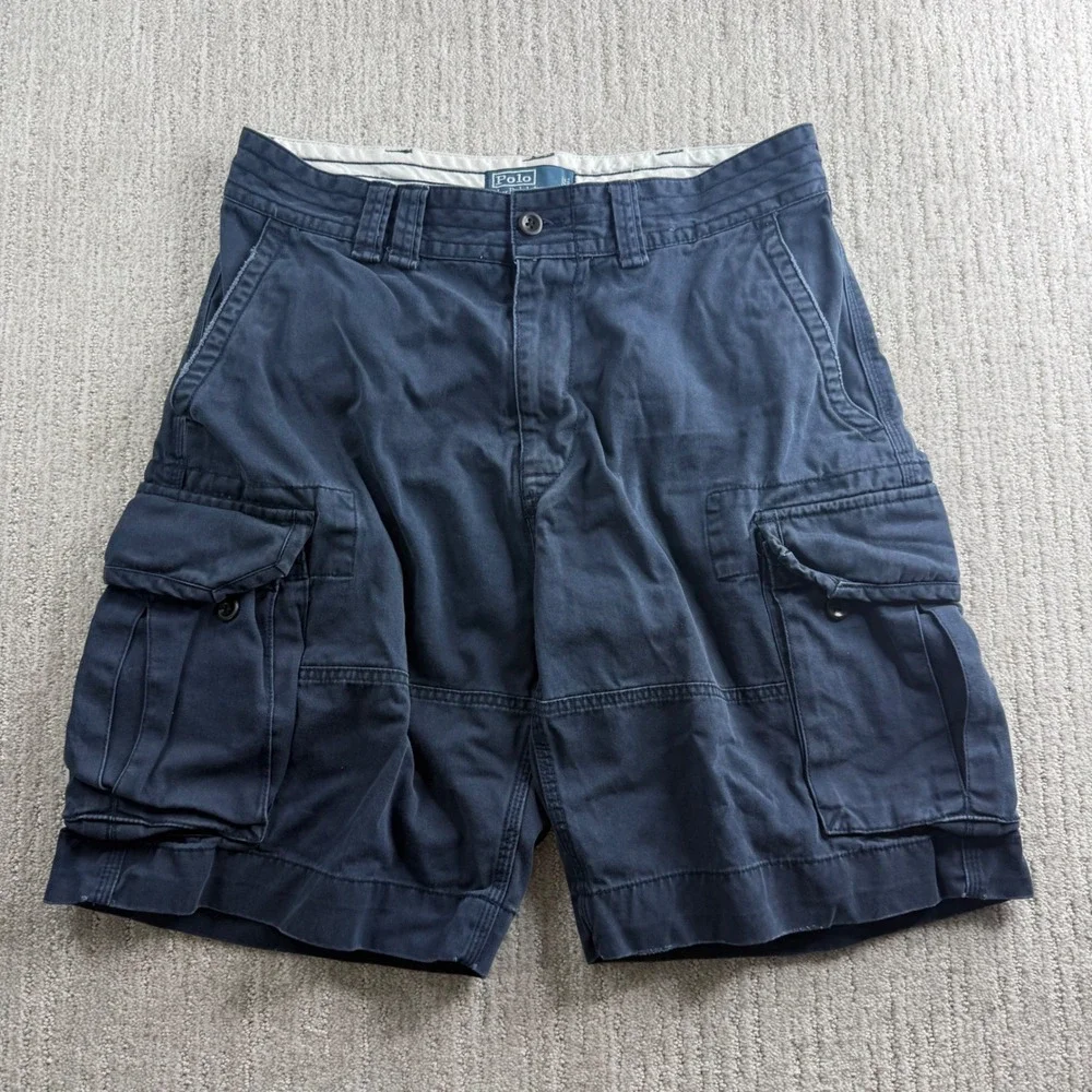 Polo Ralph Lauren Classic Chino Cargo Shorts Mens Size 34 Navy Blue